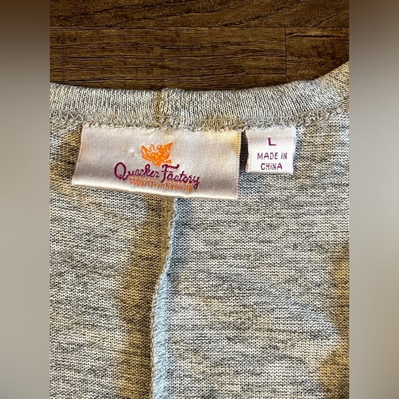 Quacker Factory Art To Wear Women Cardigan L Gray Floral Crane Bling Knit‎ D43 - Picture 4 of 6